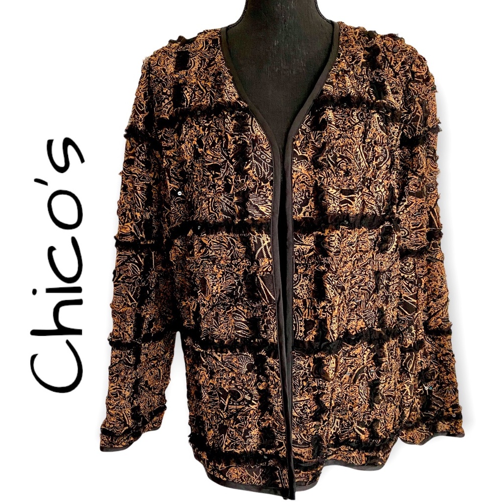 CHICO'S Dressy Women's Blazer with sequin embellishment, Chico's Size 2 (12/14)